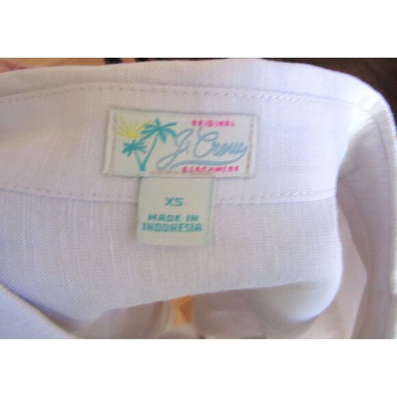 Vintage J. Crew Linen Blend Light Beige Tunic Style Button Down Shirt, XS - Picture 7 of 7